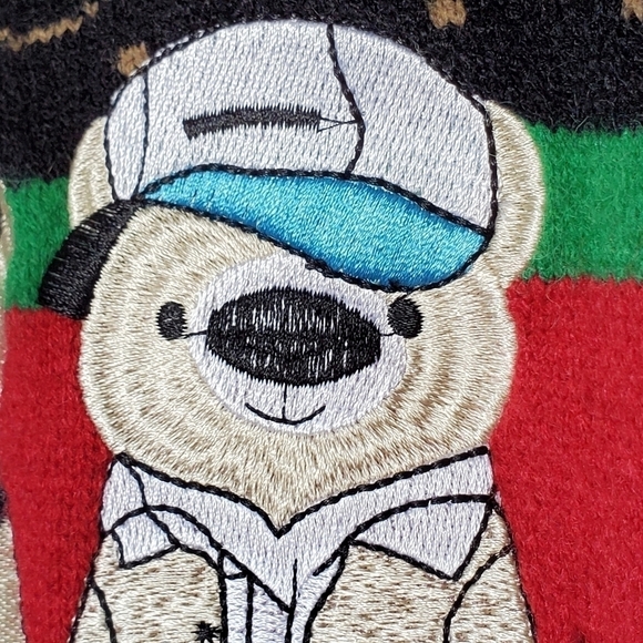 Bear Web Striped Cardigan Button Down Sweater Vest - Picture 6 of 10